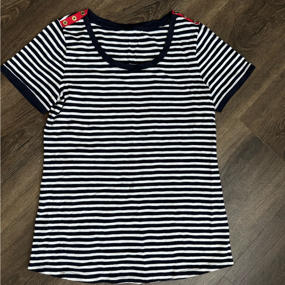 Navy and White Striped T-Shirt. Talbots. New!